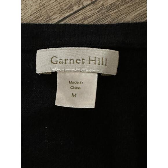 Garnet Hill Wool merino Black Embroidered Button Front Cardigan Sweater Size M - Picture 7 of 7